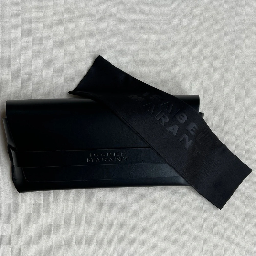 Isabel Marant Elegant Black Leather Sunglasses Case
